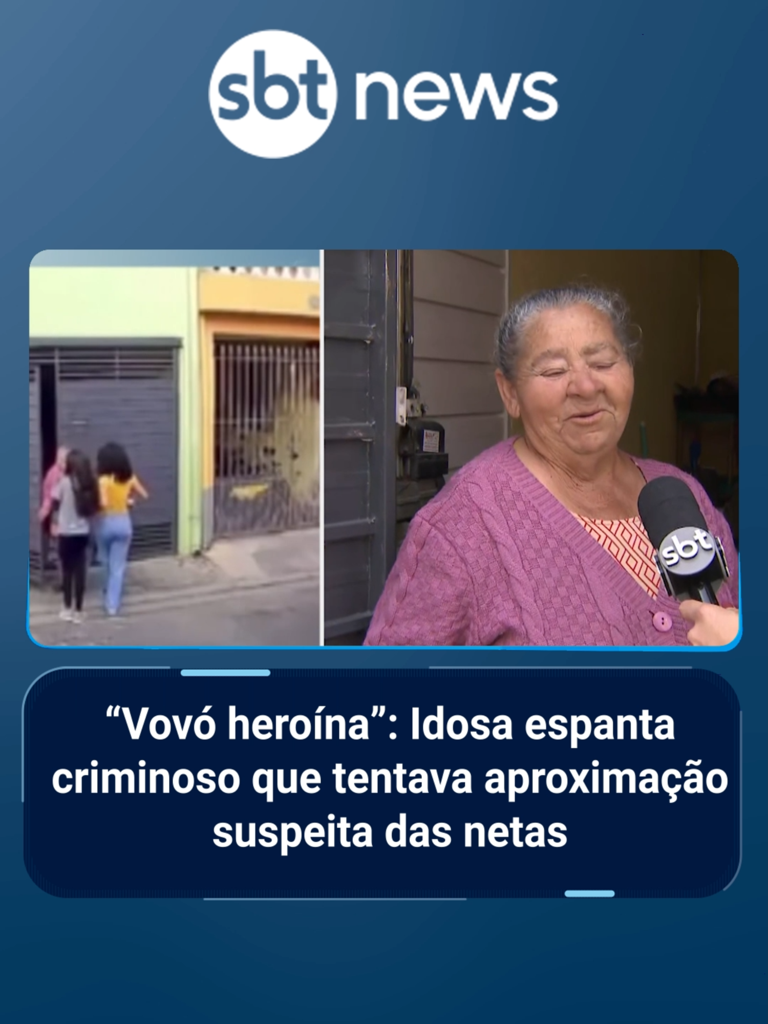 Uma idosa colocou um criminoso para correr e salvou as três netas em Osasco, na Grande São Paulo. O homem tentou forçar a entrada na casa, segurou a porta e chegou a segurar a idosa pelo pescoço. A vítima gritou e o filho apareceu para confrontar o suspeito. Vizinhos disseram não conhecer o homem, que fugiu em seguida. A cena foi registrada por câmeras de segurança e a idosa falou sobre o caso ao vivo no programa “Alô, Você”. #sbtnews #flagra #flagrante #vovó #heroína #avó #netas #salvouodia #salvamento #alerta #denuncia #assedio #importunação #policia #crime #violencia #osasco #saopaulo #tiktoknoticias #foryoupage #tiktoknews #forupage #fyp #noticias #alovoce
