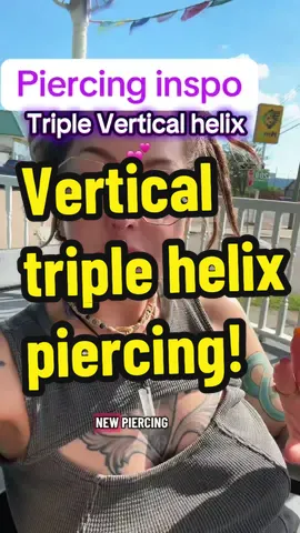 Vertical helix piercing😵‍💫 Had so much fun doing these! I rarely get asked to perform this piercing and that has always surprised me! They just aren’t oooukar piercings in my area so I’m super happy more people are starting to show interest.  Would you get this piercing? Share with someone who would or save for yourself! #helixpiercing #verticalhelix #earpiercings #piercings #trendyjewelry 