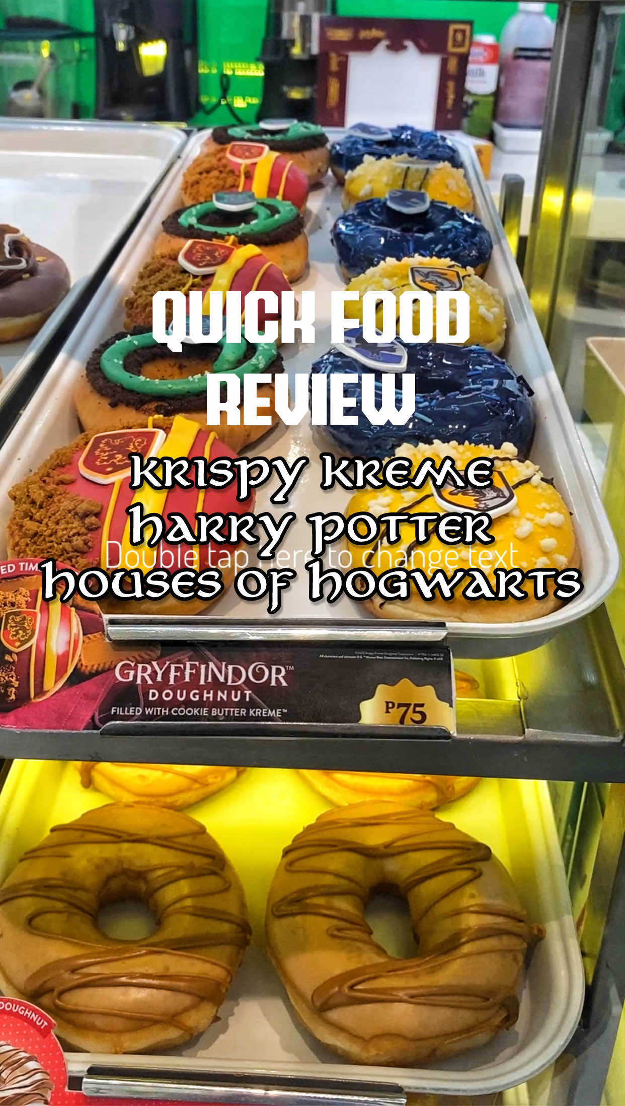 Hello potterheads Harry Potter x Krispy Kreme Hogwarts house of doughnuts plus The Sorting Hat doughnuts