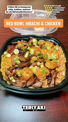 @Red Bowl Hibachi & Chicken #bigschlimsreviews #hibachi #chicken #sushi #stamp Quite a few of y’all have been all up in my inbox about this spot!! I do love a good hibachi, this spot is new, & I’m pulling up!! It’s that simple…LET’S GO!! . Where I am: @redbowlhibachi . Location Reviewed: 6210 Livingston Rd., Oxon Hill M.D. . Items Reviewed: LIKE THAT!! Their Hibachi Roll ($9.99 with grilled veggies, fried rice, chicken, & a chili teriyaki). Thick, savory, hot, & tasty!  DECENT. Their Chicken Parmesan Bowl ($9.99 with a fried chicken breast, noodles, Parmesan, marinara, & sweet teriyaki sauce). Good chicken, I just needed a more flavor either way this meal. STAMP!! Their Red Honey Chicken Combo ($ a fried chicken sandwich dipped in their signature red honey sauce, slaw, a chipotle aioli, waffle fries, & a half n half). Good folks…GET THIS!! Spicy, crunchy, a slight curry taste…STAMP!! LIKE THAT fries & drank!! STAMP!! Fried Chicken Combo ($18 a 4 piece half original, half red honey, with shrimp tempura, & a waffle). Get that red honey…STAMP!! The original chicken was LIKE THAT, the shrimp tempura was DELICIOUS but dipped in that red honey made it LIKE THAT!! STAMP that caramelized waffle!! STAMP!! Their Hibachi ($13.99 with fried rice, noodles, steak, shrimp, & sweet teriyaki sauce). Perfectly seasoned, & prepared!! DELICIOUS. Their Shrimp Tempura Roll ($7.99 a sushi roll with fried shrimp, ginger, & wasabi). This was good, that’s it. . Customer Service: On Point. . Parking: Rough. . Recommendations: Get the Rd Honey chicken sandwich!! . Accessibility: It’s wheelchair friendly, & it’s differently abled persons friendly. ⭐️⭐️⭐️⭐️⭐️=STAMP ⭐️⭐️⭐️⭐️➕=LIKE THAT ⭐️⭐️⭐️⭐️=DELICIOUS  ⭐️⭐️⭐️=DECENT ⭐️⭐️=PASS ⭐️=NAH