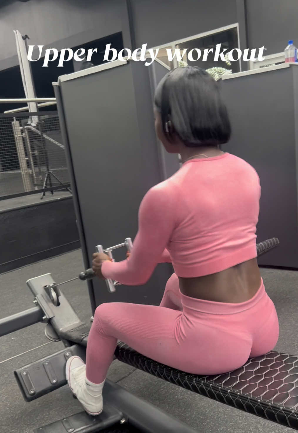 Back + arm Cable seated close row 12x55 12x66 12x66 Lat machine wide grip pulldown 12x88 12x99 12x121 Farmer walk 2 sets of 50lbs Bicep curl 3 sets of 10 Sled pull W/ battle rope. #creatorsearchinsights #gym #GymTok #GymLife #gymgirls 