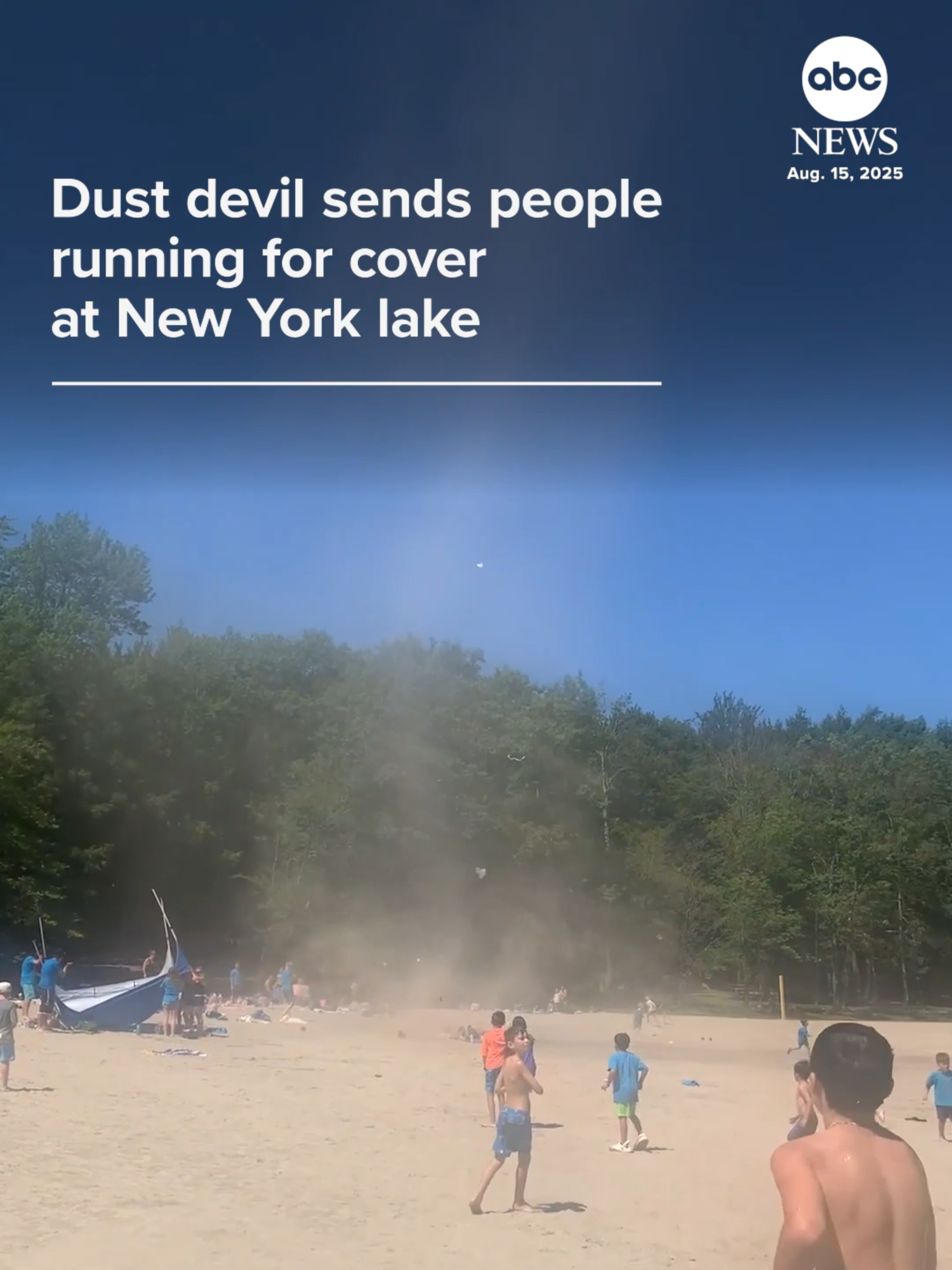 A dust devil sent people running for cover along the shore at Grafton Lakes State Park in New York — with at least one beach umbrella blown away by the wind.