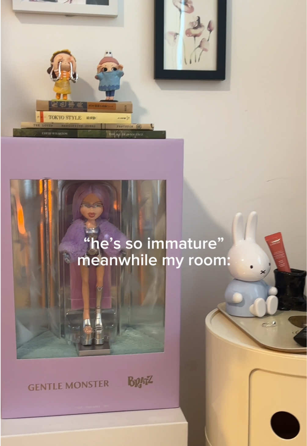 forever healing my inner child (inspo by @lulu 🪽 ) #girlroom #girlapartment #decor #miffy #nara #nyota #hirono #art #hellokitty 