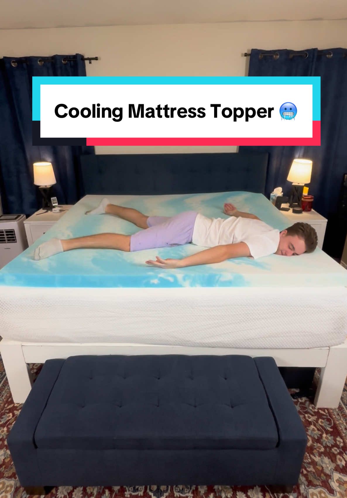 This mattress topper helps me sleep so much better 😴 #mattresstopper #coolingmattresstopper #mattress #sleepbetter #tiktokshop 