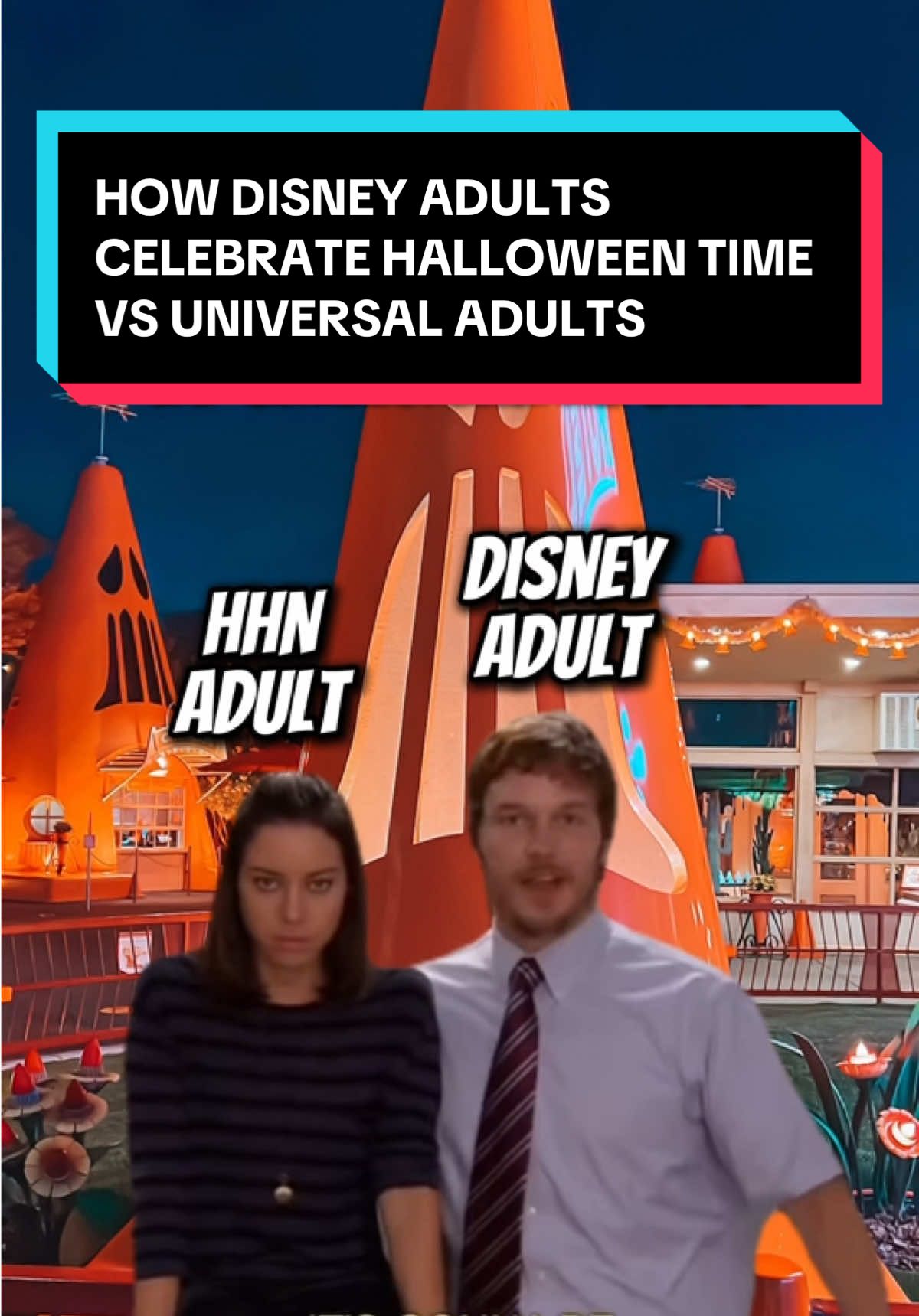 Disney Adults at Halloween Time: 🎃✨ ‘Pumpkin spice churros, Oogie Boogie, and Mickey dressed like a bat!’ 🌎 Universal Halloween Horror Nights Adults: 🩸🔪 ‘Chainsaws, blood, and the psychological trauma of strangers chasing you in the dark! 🫠~ Same holiday. VERY different coping mechanisms. So… are you Team Whimsy 🎃✨ or Team Trauma 🩸🔪?” 👉 Vote with emojis in the comments! 😂~ - #DisneylandHalloween #DisneyHalloween #disneyhalloweentime #HHN #halloweenhorrornights  