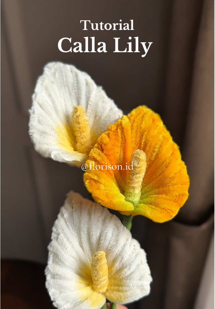 Simple Tutorial Calla Lily ✨ #handmadeflowers #fuzzywireflowers #callalily 