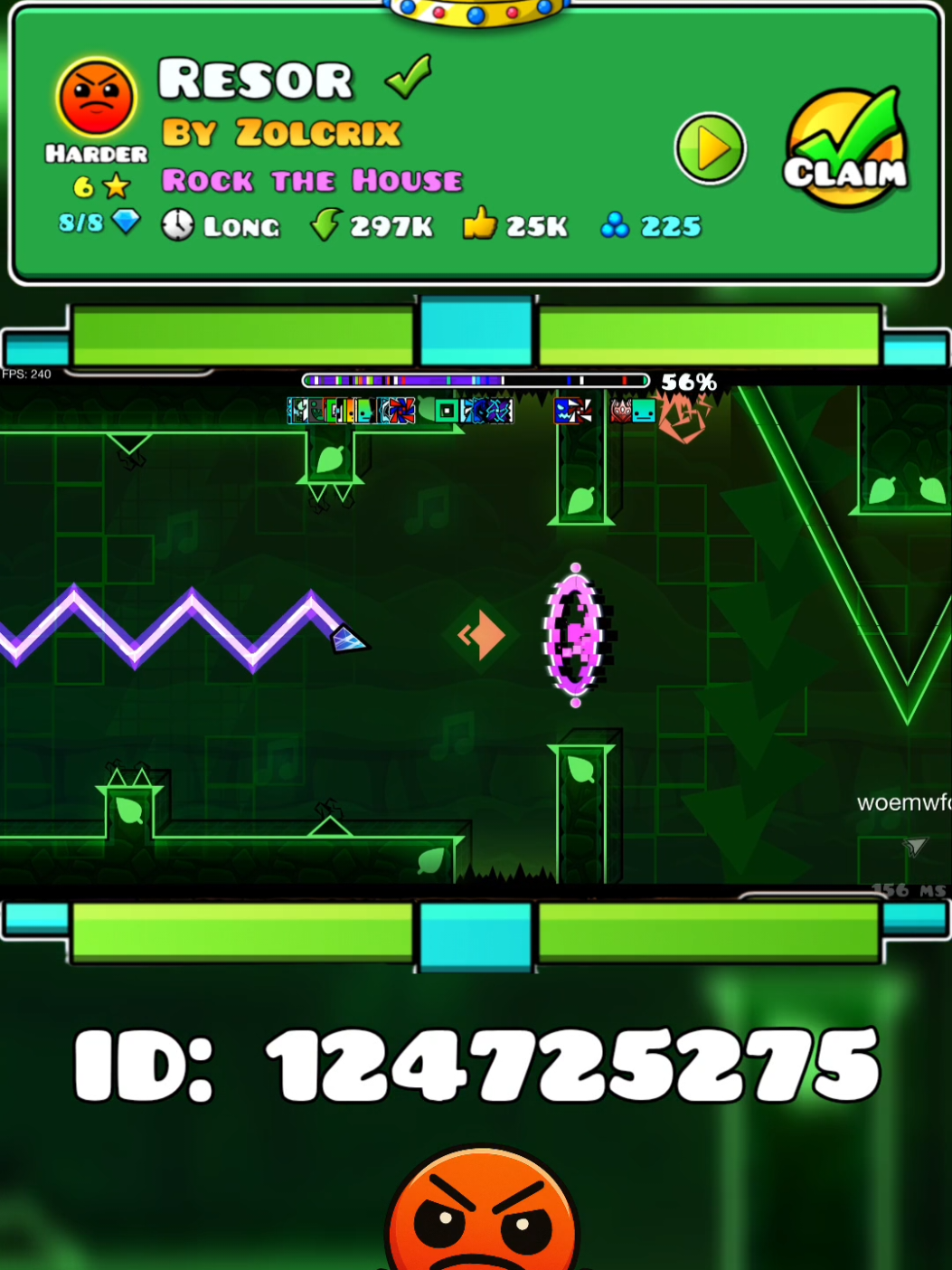 Daily Level 18-08-2025 Resor By: Zolcrix Harder 6★ No coins  #dailylevelgeometrydash #gdcommunity #geometrydash #tiktokgaming 
