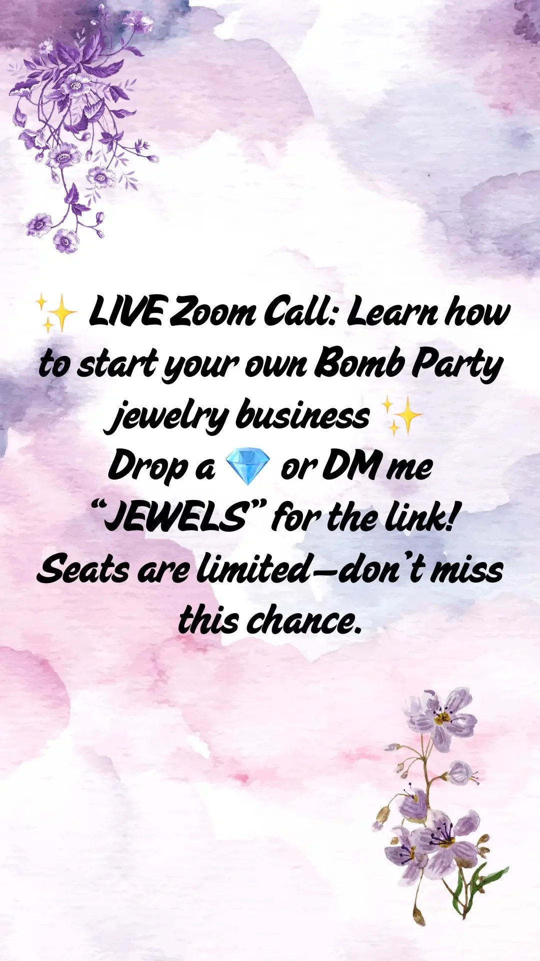 I’m hosting a LIVE Zoom Call where you can learn how to join me in building your own Bomb Party jewelry business! 💎✨ If you’ve been looking for a way to create extra income, have fun, and build community while selling gorgeous jewelry—this is your sign. 🙌 👉 Drop a 💎 below or message me for the Zoom link!