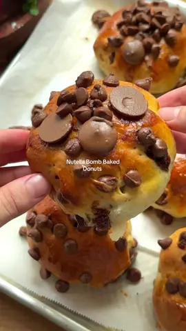 Nutella bomb baked donuts posting recipe later in our website  #nutelladonuts #creatorsearchinsights #creatorinsights #donuts #nutelladessert 