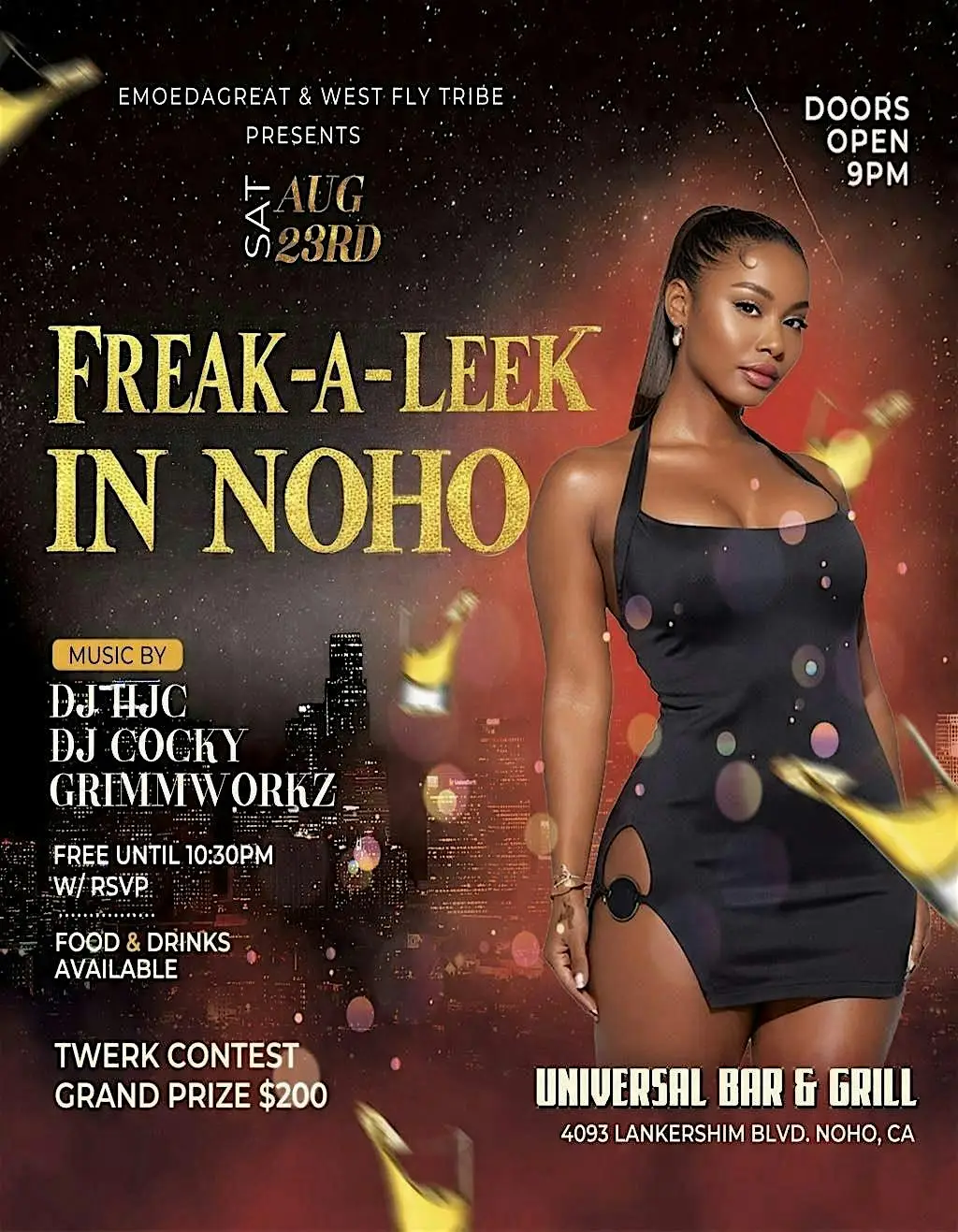 Get ready to turn up at FREAK-A-LEEK IN NOHO this Saturday, August 23rd at 9:00 PM! Live music, food, drinks, and all your favorite DJ's, Hosts, & people in one spot - it's gonna be lit! Don't miss out - link in bio for more details and to get tickets. #FREAKALEEKINNOHO #LiveMusic #PartyTime #GetYourTicketsNow #DontMissOut 🔥🎶🍹