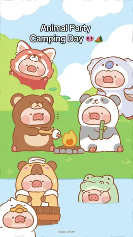 Animal LuLus are all enjoying their camping day - splashing, chilling, and snacking 🐽💦🍪 Which animal Lu is your favorite? 🐼🦊🐻🐊🐨🦆 #luluthepiggy #animalparty #piggylife #blindbox #luluthepiggyblindbox 