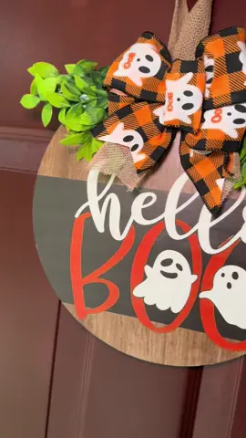 The cutest Halloween door sign for less than $11! Different ones to choose from too! #halloween #halloweendecor #frontdoordecor #doorsign #happyhalloween 