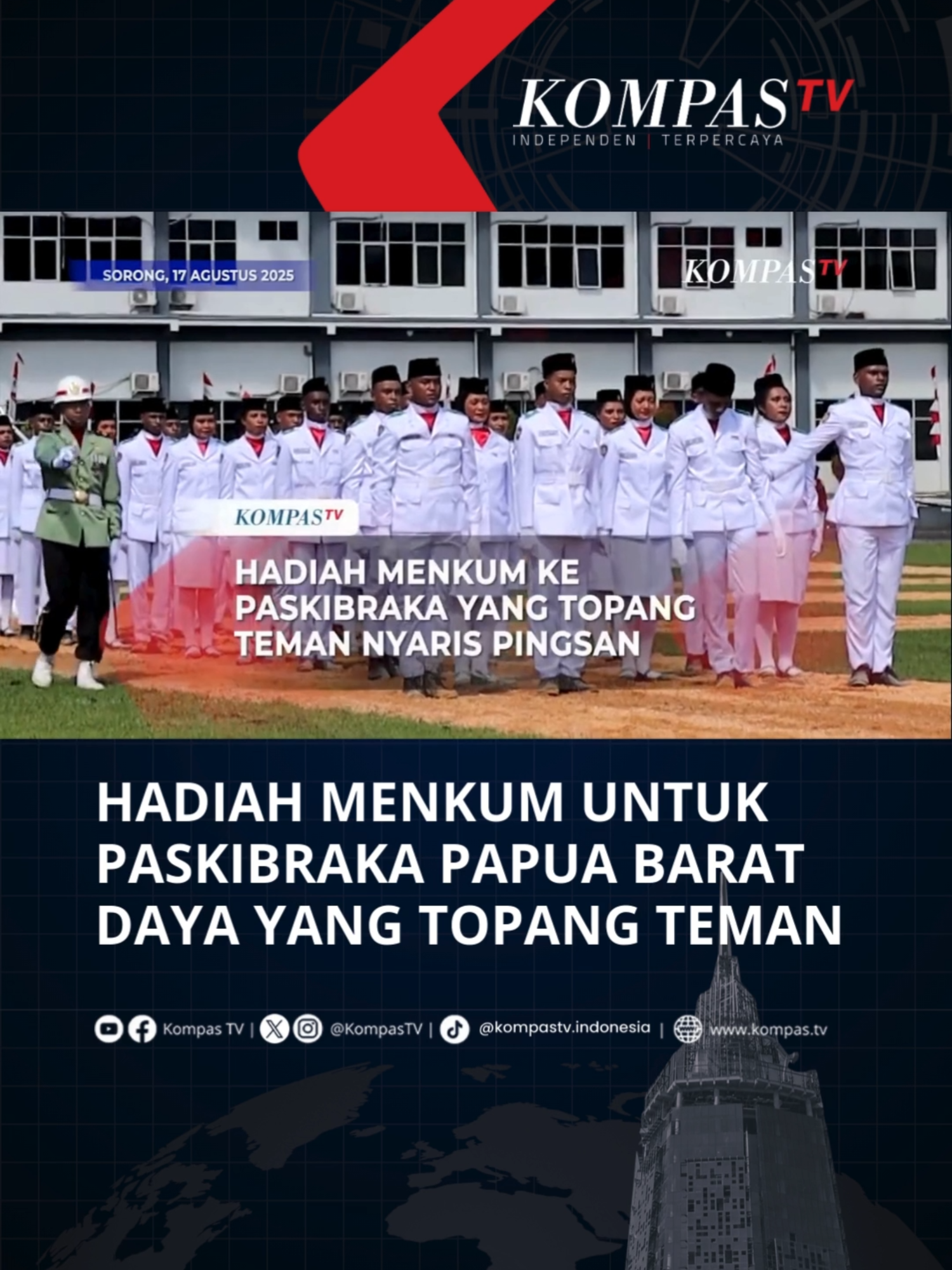 Menteri Hukum, Supratman Andi Agtas, akan memberi hadiah untuk anggota Paskibra yang hampir pingsan asal Papua Barat Daya saat upacara HUT ke-80 RI di Kodaeral XIV Sorong, Minggu (17/8/2025). Menkum menjanjikan sepeda motor hingga beasiswa Sekolah Kedinasan kepada mereka. Bagaimana pendapatmu?  Simak video selengkapnya dan dapatkan berita terkini lainnya di www.kompas.tv serta youtube.com/kompastv  #TikTokBerita