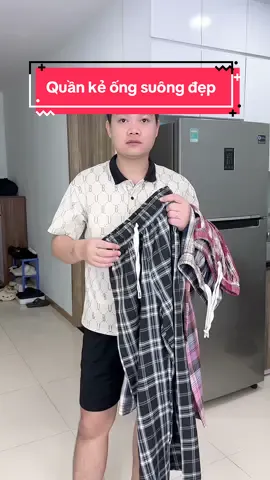 Quần kẻ ống suông đẹp #xuhuong #reviewquanao #quanongrong #quanongsuong #quankecaro 