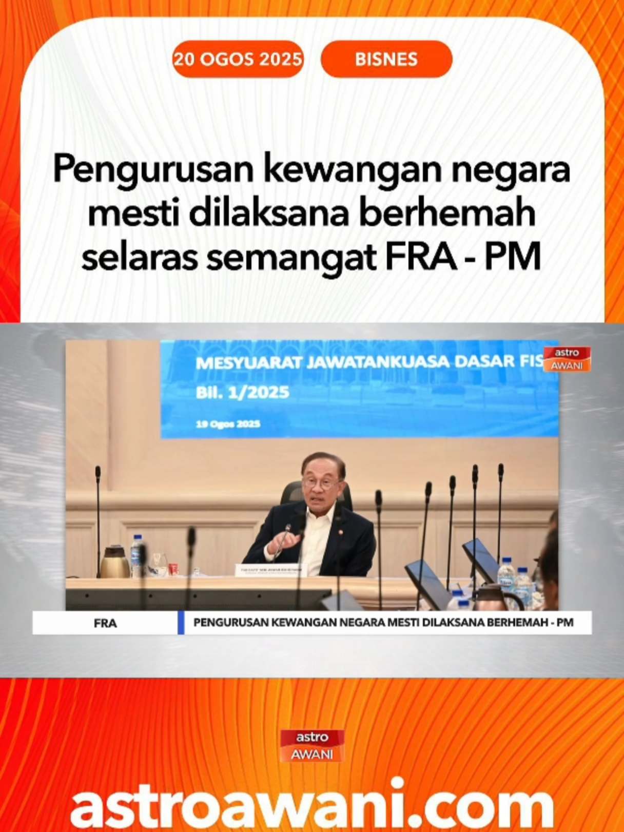 Perdana Menteri berkata Kerajaan MADANI perlu terus mencari keseimbangan antara usaha mengekalkan momentum pertumbuhan ekonomi dan memastikan kedudukan fiskal negara kekal mampan, terutama dalam persekitaran ekonomi global yang tidak menentu. #AWANInews