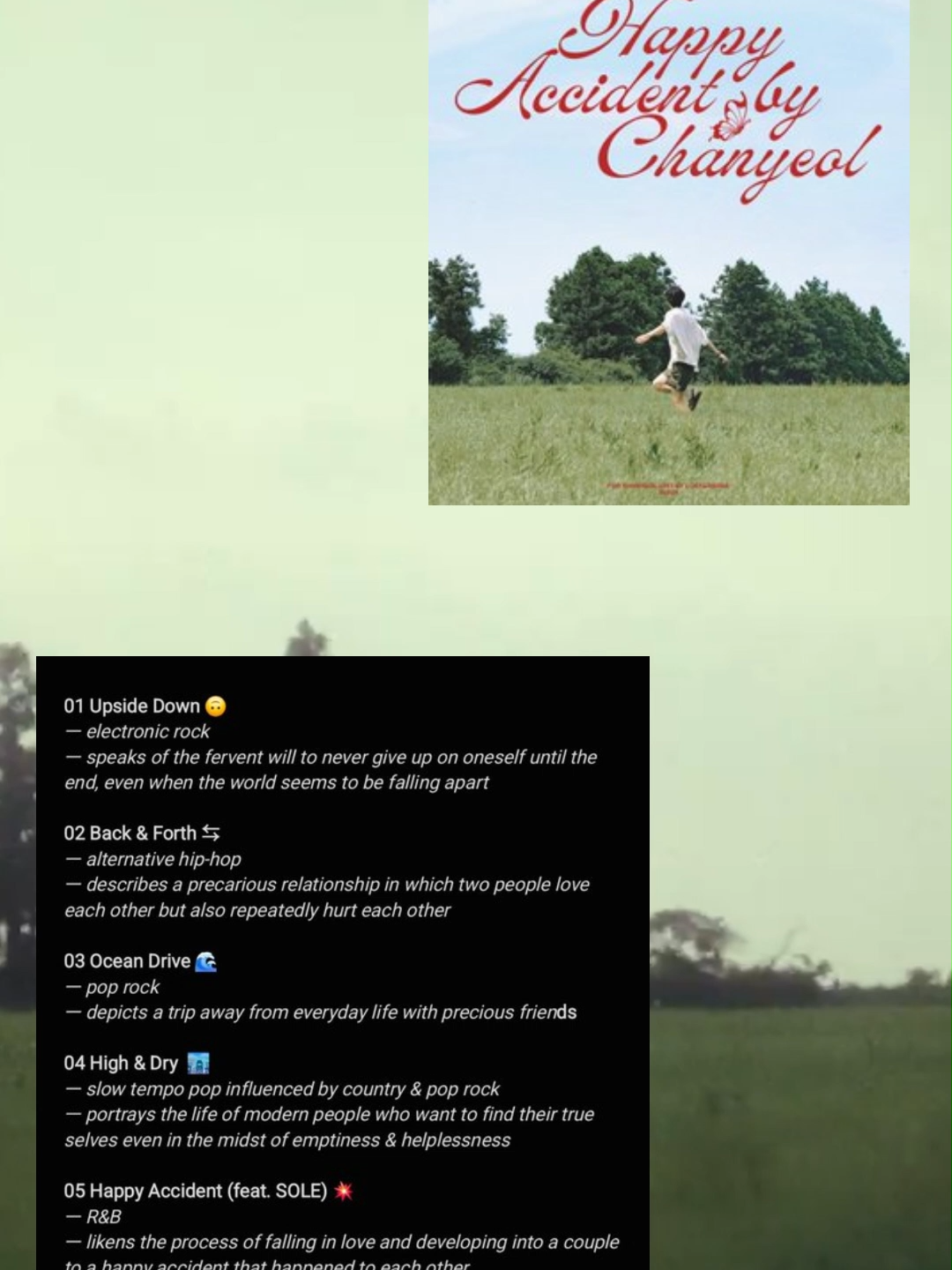 CHANYEOL_UpsideDown is definitely a genre buffet! Which song are you claiming? #chanyeol#exo#weareone