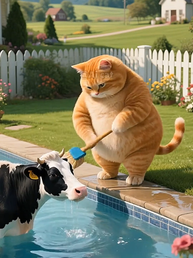 Cow and cat ai story 🤣#ai #videoviral #cat #foruyou #funn 