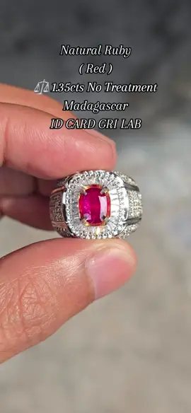Natural Ruby ( Red ) ⚖️ 1.35cts No Treatment Madagascar ID CARD GRI LAB Ring Silver Microsetting Tepper Size 20 #red #ruby #batupermata 