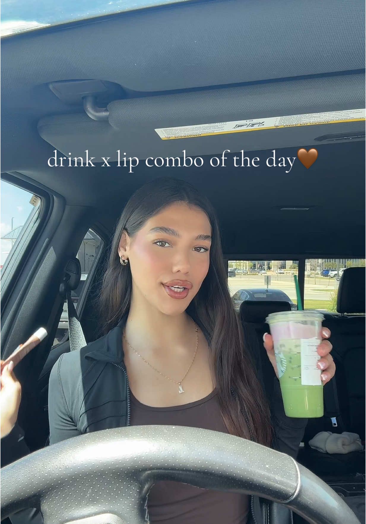 back again with a drink x lip combo 🤎 #matcha #lipcombo #drinkoftheday #fyp #beauty  @macc@maccosmetics liner @Summer Fridays vanilla beige gloss