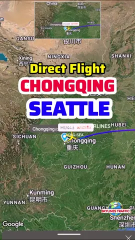Chongqing to Seattle Flight 🇨🇳➡️🇺🇸 | Hainan Airlines HU445 Welcome to this video documenting the international flight from Chongqing 🇨🇳 to Seattle 🇺🇸 with Hainan Airlines flight HU445. ✈️ This flight departs from Jiangbei International Airport (CKG) to Seattle-Tacoma International Airport (SEA), covering a distance of approximately 10,173 km with a flight duration of approximately 11 hours and 49 minutes. The Chongqing-Seattle route is operated using the modern Boeing 787-9 Dreamliner, renowned for its fuel efficiency, spacious cabin, and comfortable seating. This flight configuration offers 166 passenger seats, providing a comfortable flying experience for both business and leisure travelers.  ✈️ Flight Details: Route: Chongqing (CKG) – Seattle (SEA) Airline: Hainan Airlines Flight Number: HU445 Schedule: Every Thursday Distance: 10,173 km Duration: 11 hours 49 minutes Aircraft: Boeing 787-9 Dreamliner Passenger Capacity: 166 Seats This video is perfect for those of you who want to learn about international flight routes, experience flying with Hainan Airlines, and an overview of the Boeing 787-9 aircraft used on long-haul flights. Don't forget to Like 👍, Subscribe 🔔, and Share to stay updated on the latest international flights!  🎯 SEO Keywords:  Chongqing to Seattle Flights  Hainan Airlines HU445  Hainan Airlines Boeing 787-9 Dreamliner  Flight Chongqing to Seattle  Hainan Airlines International Flights  Chongqing Jiangbei Airport to Seattle Tacoma Airport  Hainan Airlines international flights  Boeing 787-9 long haul flights  🏷️ Hashtags:  #aviation #flightroute #aircraft #airplane #skylinestraffic   