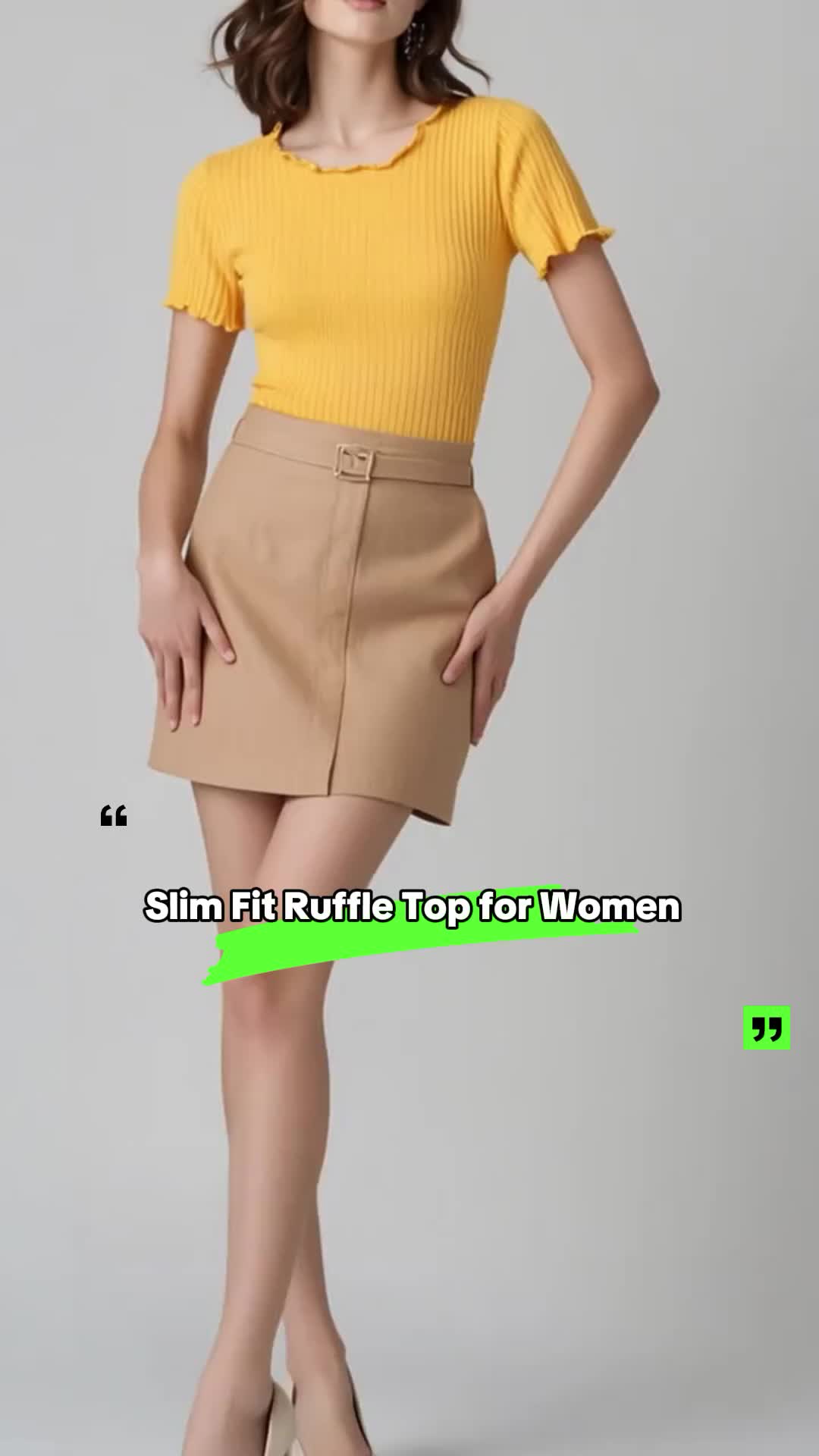 Summer Women's Slim Fit Ribbed Ruffle Top #tanktop #tanktops #springtops #falltops #womentop #tanktopoutfit #ribbedshirt #ribbedtop #topsforwomen #womentops