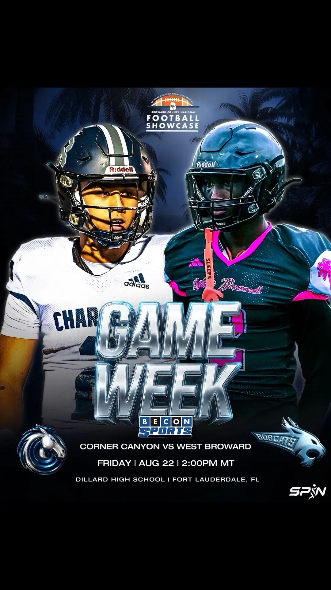 ⚡ Utah powerhouse Corner Canyon takes on Florida’s West Broward Bobcats in the Broward County National Football Showcase. Who you got? 👀 #HighSchoolFootball #CornerCanyon #WestBroward #FloridaFootball #UtahFootball    