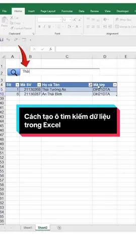 Cách tạo ô tìm kiếm dữ liệu trong Excel #tinhocvanphong #word #excel #sachtinhocvanphong #LearnOnTikTok 
