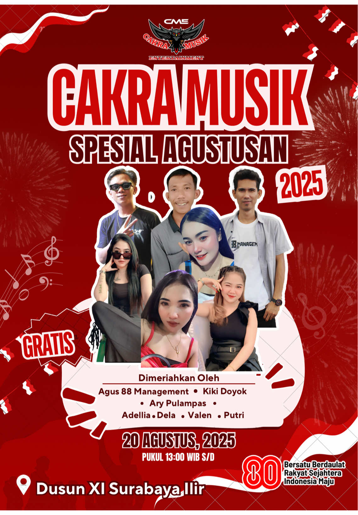 Karang Taruna Dusun XI Surabaya Ilir punya pesta @88.Management @Kikidoyok @Ary PuLaMpas88🉐 @aDelia piNot😋 @Botol Yakult @MaMi_della💃 @L 491 0N @Edi Orlando @ElsheAlamsyah @Qiara Studio @Anggi Kwk 