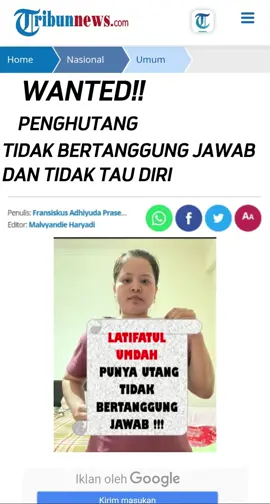 #WANTED #TKITAIWAN INGET YANG NAMA NYA HUTANG TETAP DIBAWA MATI LEBIH BAIK DIBAYAR DI DUNIA SELAGI MASIH HIDUP