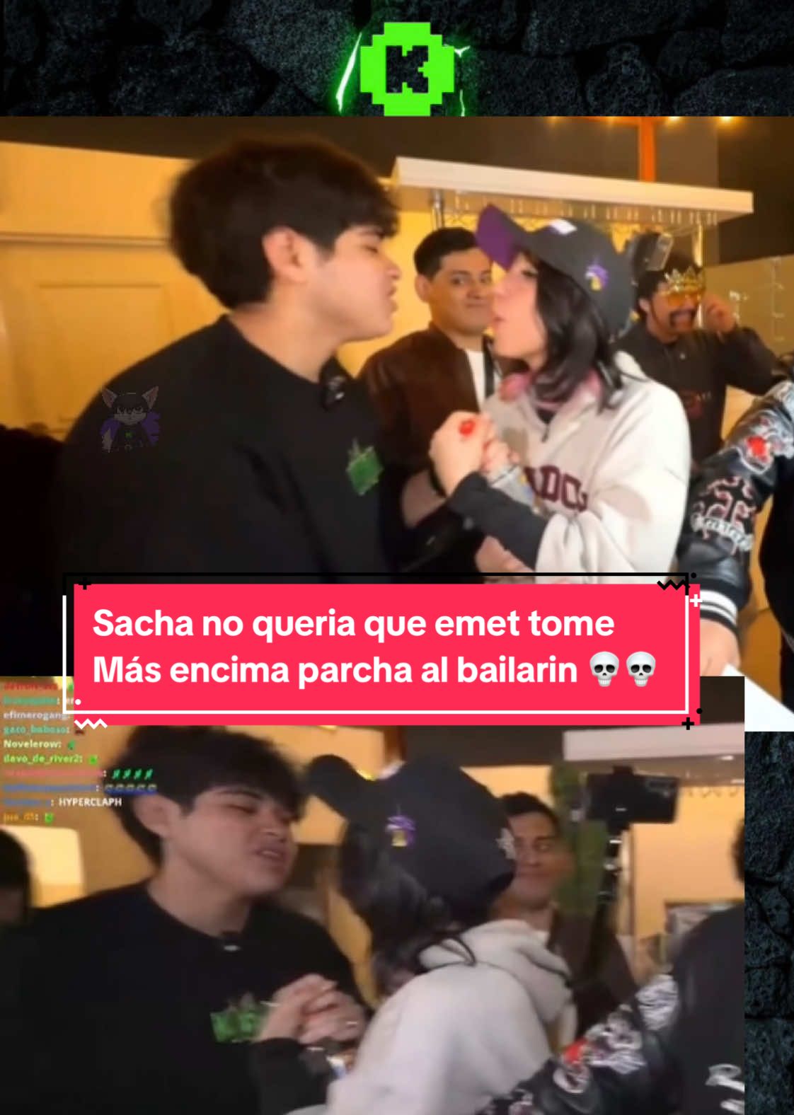 Que está pasando ? 💀💀Sacha no queria que emet tome Más encima parcha al bailarin que quería bailar a emet#emetsuki #sachauzumaki #kickperu #clipskick #glogloking 