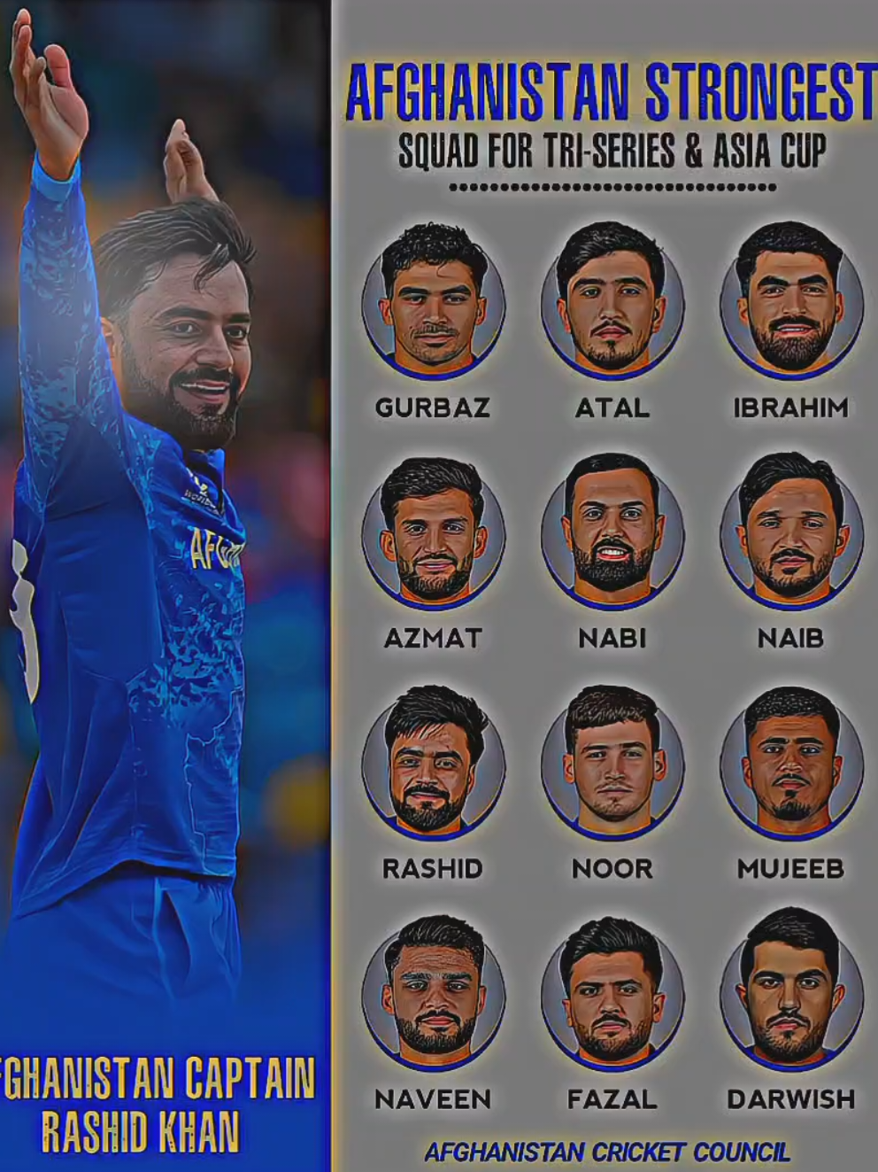 Afghanistan squad for Asia cup #afghanistan🇦🇫 #unfrezzmyaccount #trending #foryou #fyp 