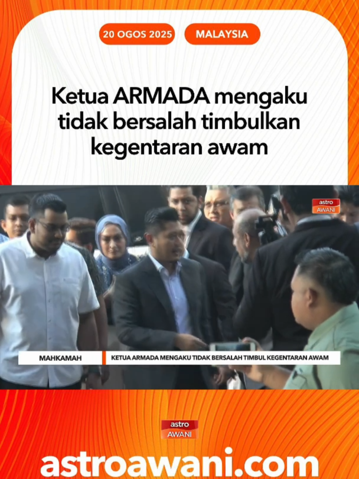 Ketua Armada BERSATU merangkap ADUN Gombak Setia, Muhammad Hilman Idham, mengaku tidak bersalah di Mahkamah Majistret Kuala Lumpur atas pertuduhan menimbulkan kegentaran awam melalui kenyataan dimuat naik ke akaun TikTok bulan lalu. #AWANInews