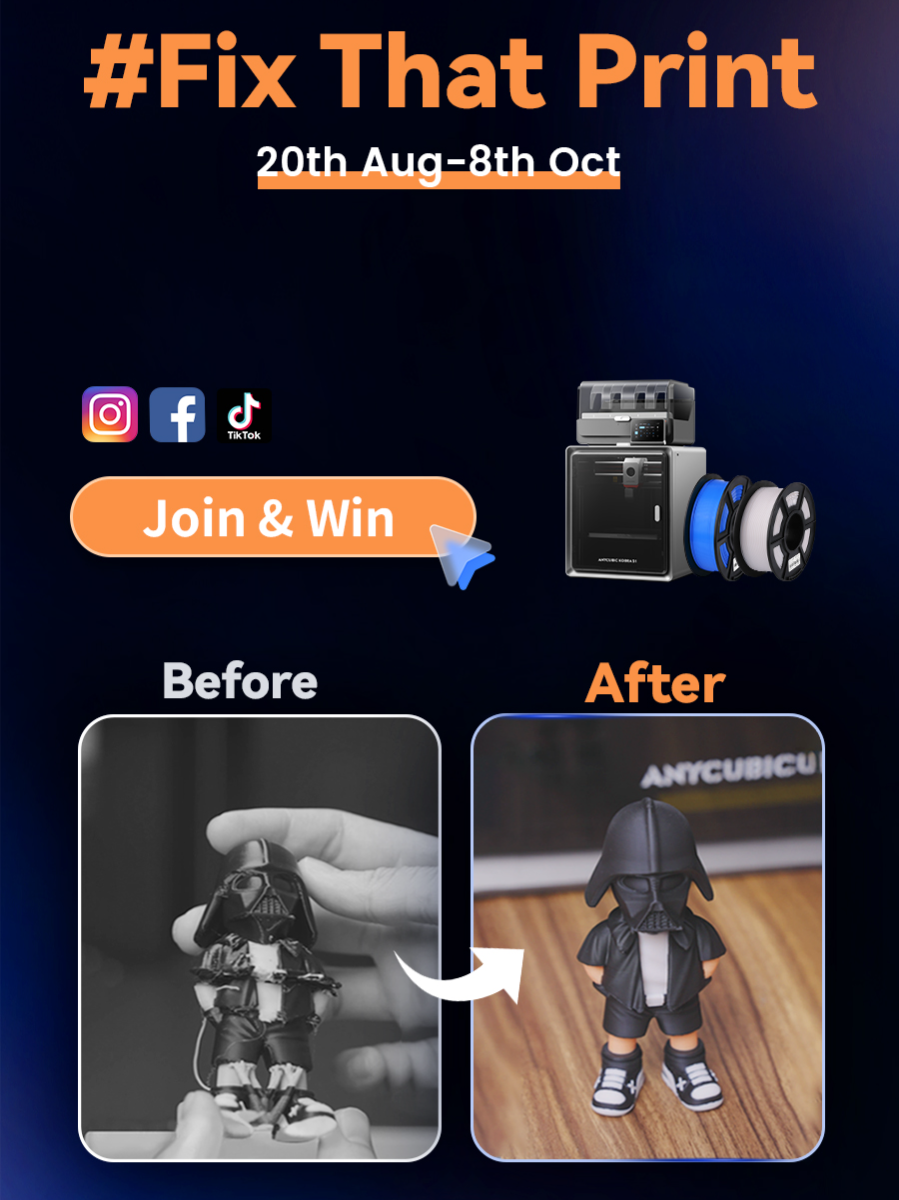 🚀 Fix That Print & Win Big!🛠 The journey from basic 3D prints  complex creations is full of possibilities! 🚀 It’s a puzzle of precision 🧭, patience ⏳, and little-known hacks that turn good prints into extraordinary ones 🎉.  So, what's YOUR secret weapon? 🛠 That perfect setting ⚙? That clever trick 💡?  Let's level up our craft and create something truly amazing together! ✨ 📜 Challenge Rules: 1️⃣ Show your 