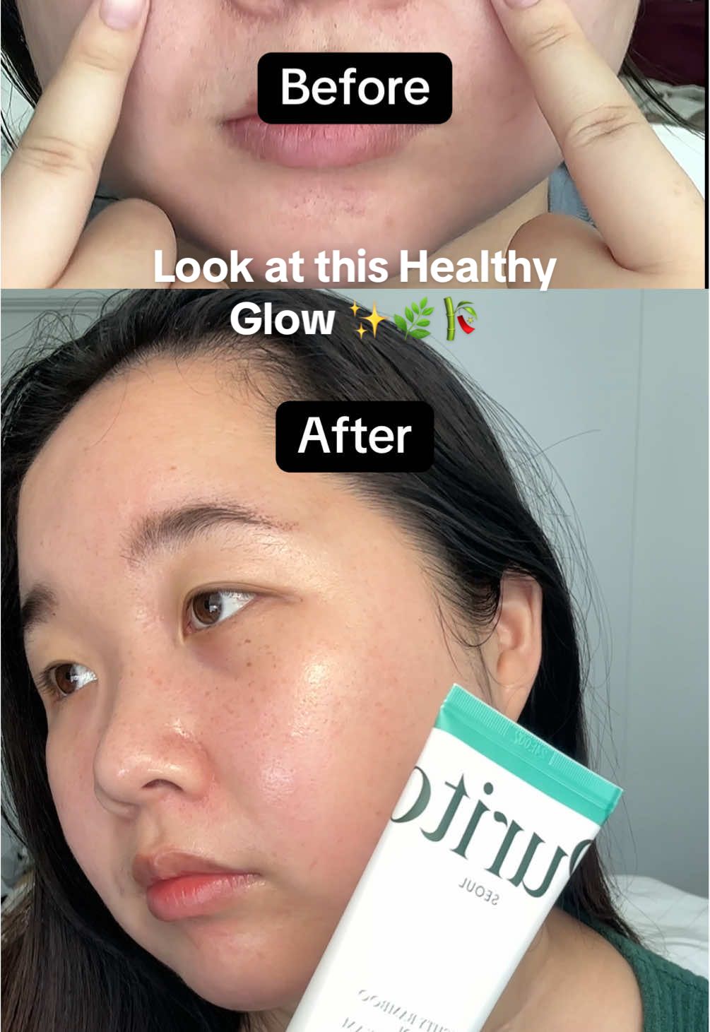 My natural glowing skin care journey 🚉🌿🌟 Currently on my 5th bottle of Purito mighty bamboo panthenol cream 💚💚 @PURITO SEOUL  . . #purito #panthenolcream #koreanskincare #glowcream #glowingskin 