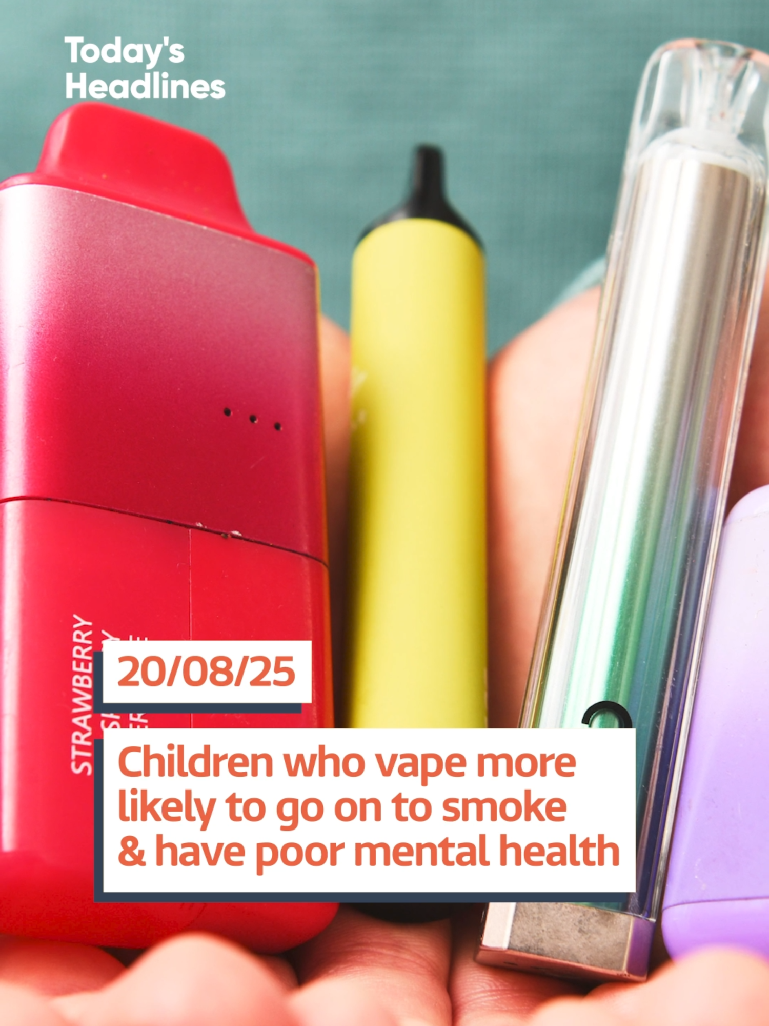 Children who vape are more likely to go on to be smokers, be diagnosed with asthma, and have poor mental health.  Sean Fletcher (@dad_and_daughter_runclub) brings you your news. #Vape #Health #GMB #News
