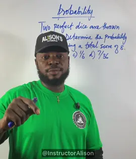 Probability - Two dice #probability #statistics #instructoralison #dice 