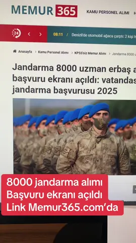 Jandarma 8 bin uzman erbaş alımı başvuru ekranı açıldı. İlan memur365.com’da. #jandarma #asker #uzmanerbaş 