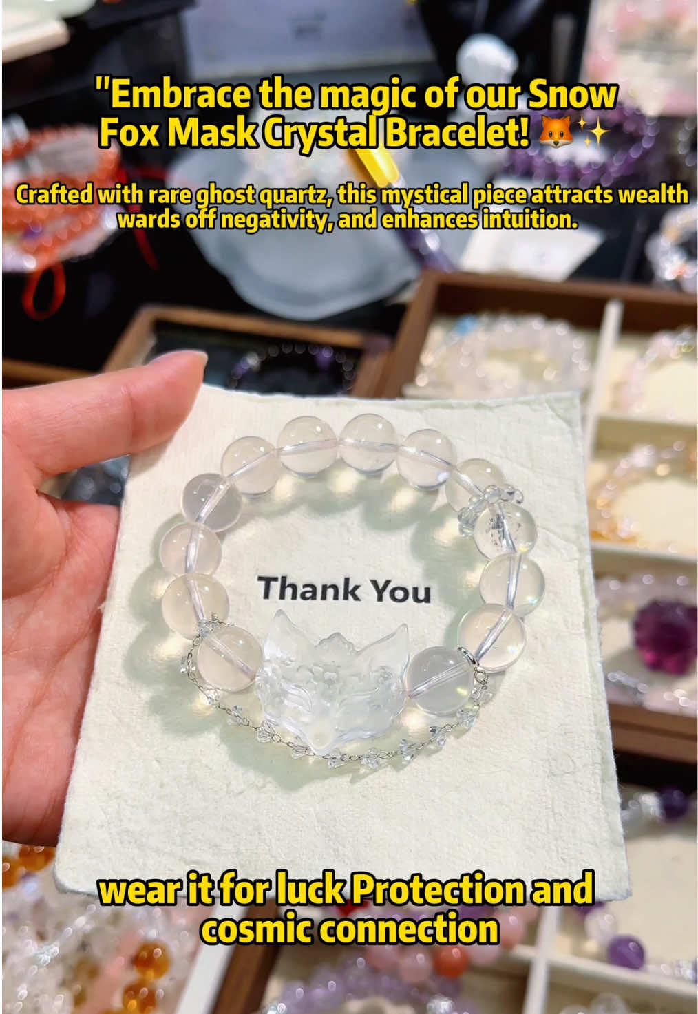 Mystical S now Fox Mask Crystal Bracelets-Lucky Charms & Spiritual Protection #水晶 #五行  #DIY #九尾狐 #水晶手串 