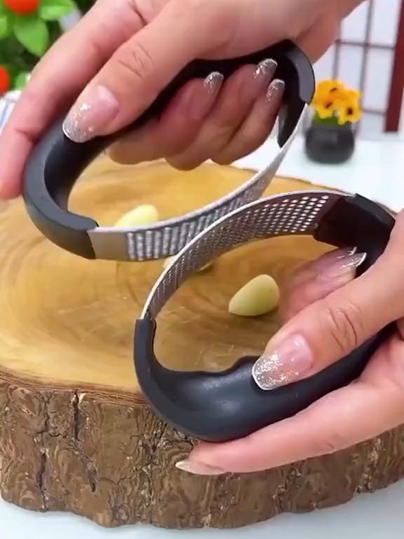 Manual ring-shaped stainless steel garlic press, garlic pounder, garlic mincer, garlic peeler