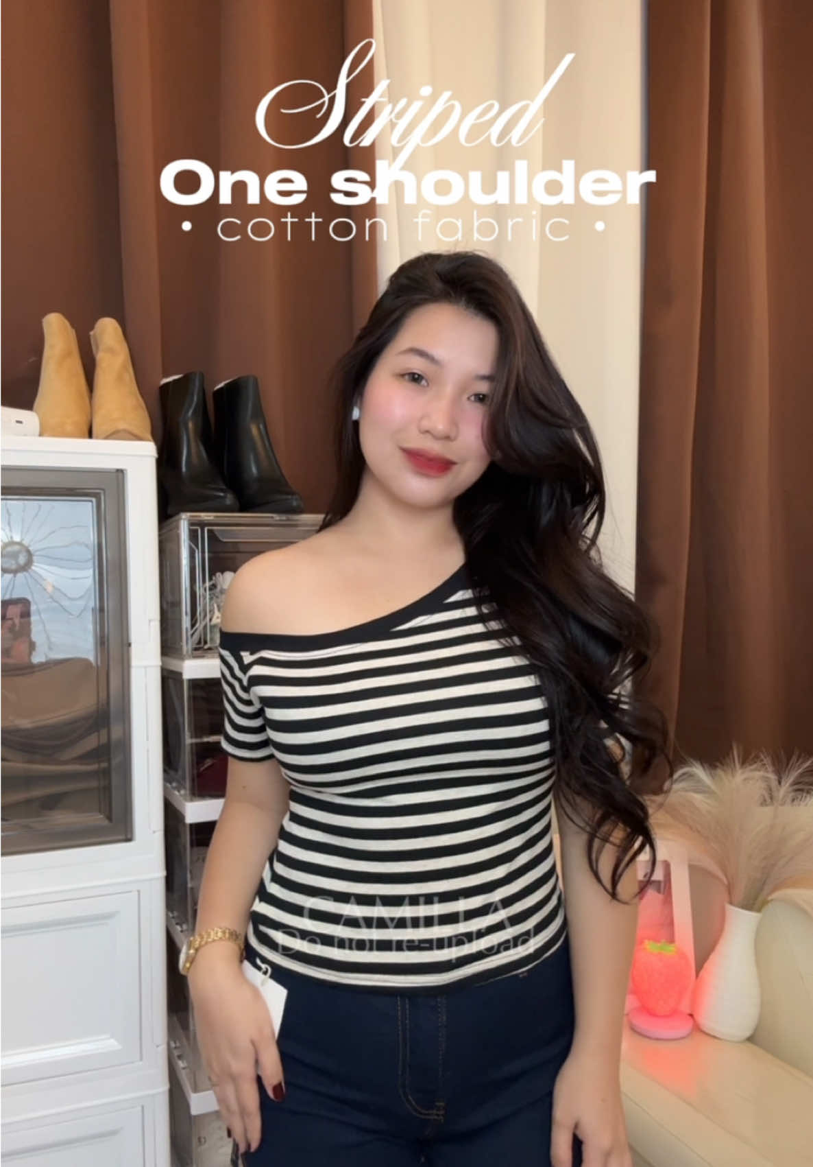 Striped basics 🦓  #oneshouldertop #striped #basictops #cottontops #mianfashion 