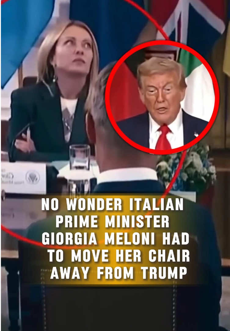 No wonder Italian prime minister giorgia meloni had to move her chair away from trump #fyp #foryou #trump 