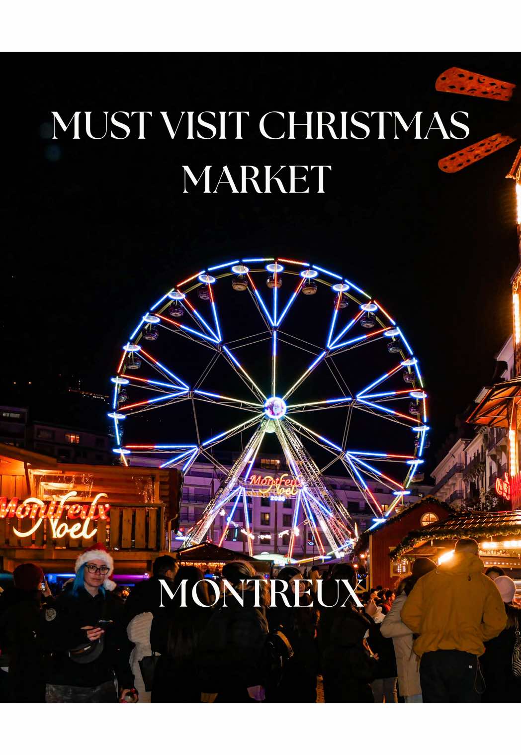 Wait for the 🎆 In Switzerland… Santa arrives by zipline 🎅🏻🎄  Welcome to the Christmas market you NEED to plan for this year 🇨🇭✨ 📍 Getting There ➡️ Fly into Geneva, then take a 1-hour train straight to Montreux 🚂 🏨 Where to Stay •Budget: Mona Hotel – cozy & central with lake views  •Luxury: Fairmont Montreux lakeside magic ✨ 🚞 Other Things To Do • Ride the GoldenPass scenic train through the Alps 🚂 • Take the cogwheel train up to Rochers-de-Naye ❄️ 	 • Warm up with authentic Swiss fondue 🧀🍷 	 • And of course, wander Montreux Noël Christmas Market 🎄✨ ✨ Save this for your Switzerland Christmas plans 🎅🇨🇭✨ Follow me for more travel inspiration & tips ✈️ #christmasmarkets #switzerland #montreux #santaclaus #christmas2025 