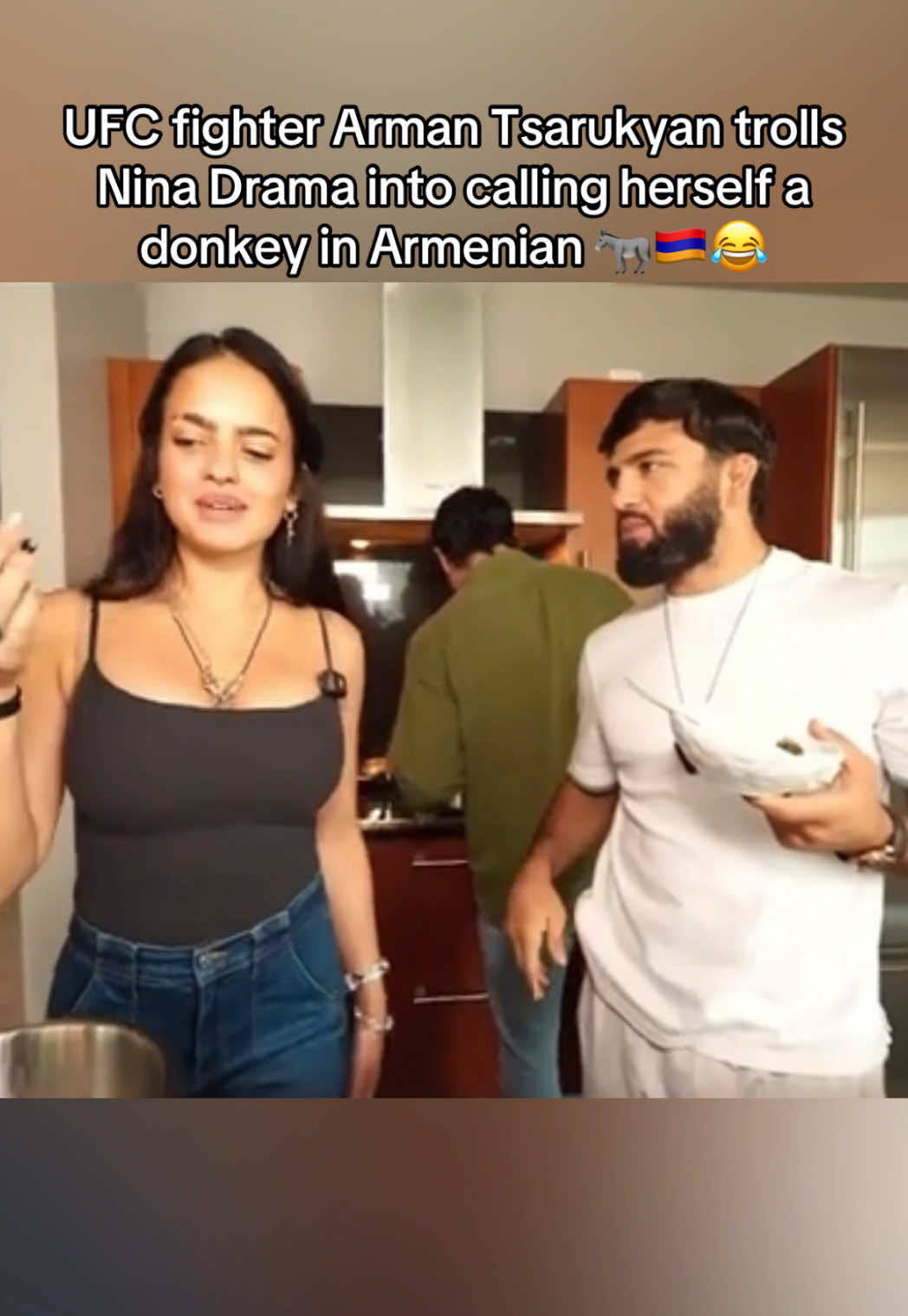UFC fighter Arman Tsarukyan trolls Nina Drama into calling herself a donkey in Armenian LOL #armenia #armantsarukyan #armenia #UFC #ninadrama 