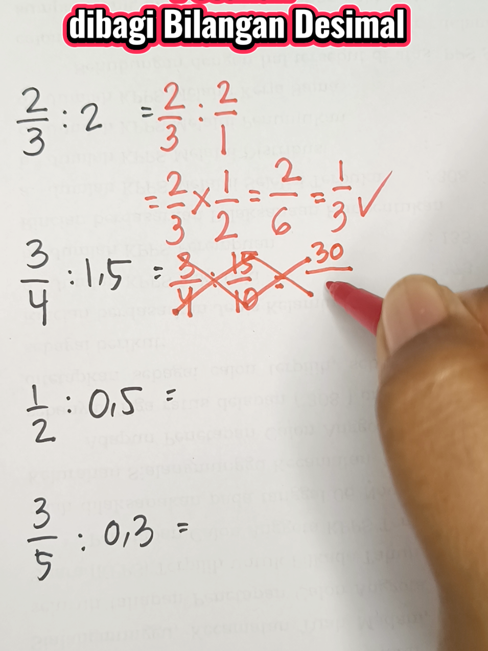 Pecahan dibagi bilangan desimal #latihanmatematika  #matematika  #pembagianpecahan  #bilangandesimal  #pecahan 