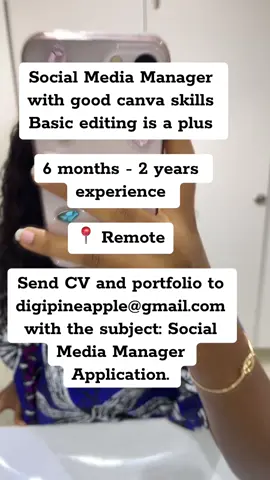 Send CV and portfolio to digipineapple@gmail.com with the subject: Social Media Manager Application. #socialmediamanager #recruitment 