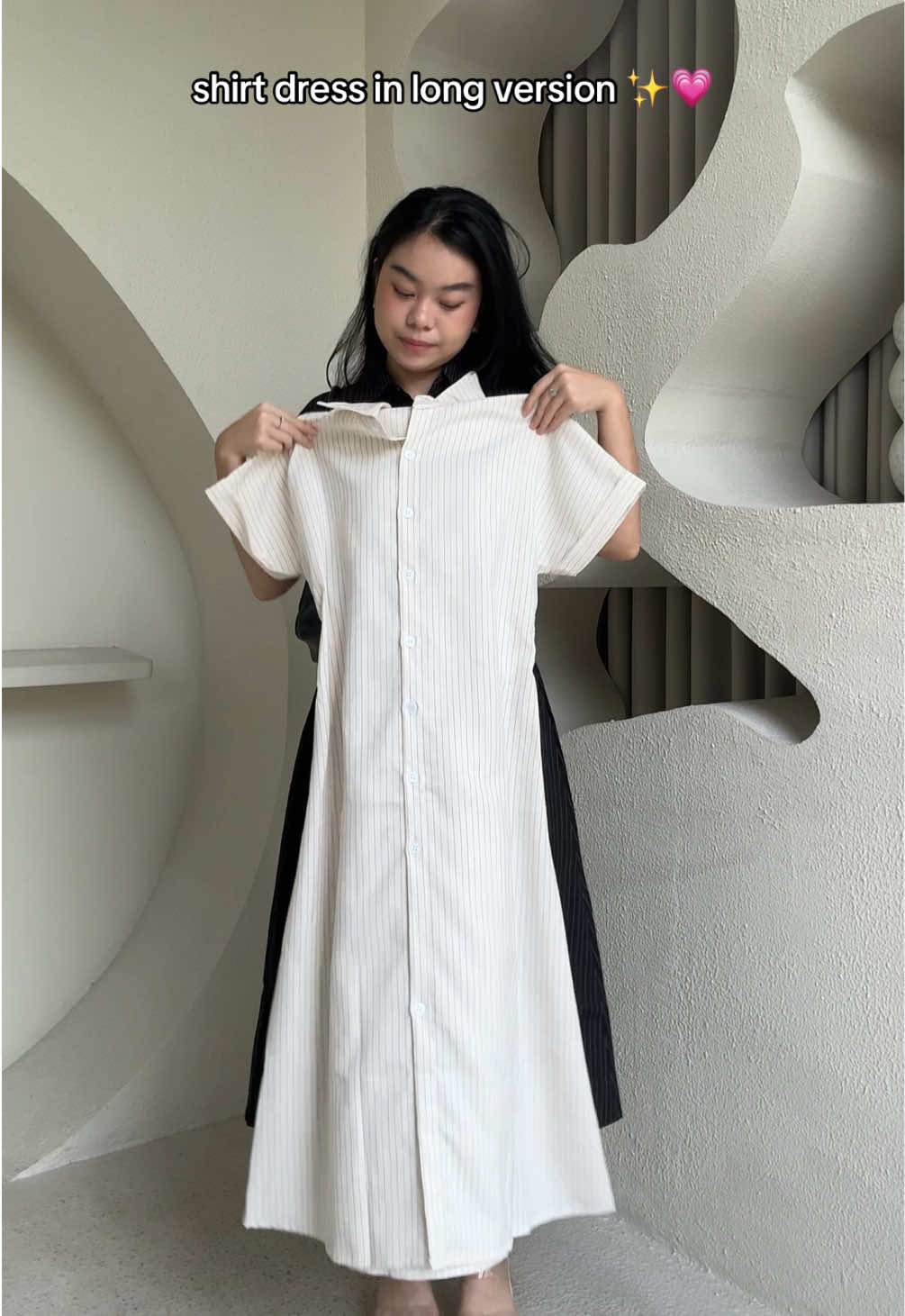 shirt dress ver long nyaaa!? AKU SIH YESSS 🫢🤤💗✨ #shirtdress #longdress #maxidress #dressoutfit #formaldress #outfitideas #ootdfashion 