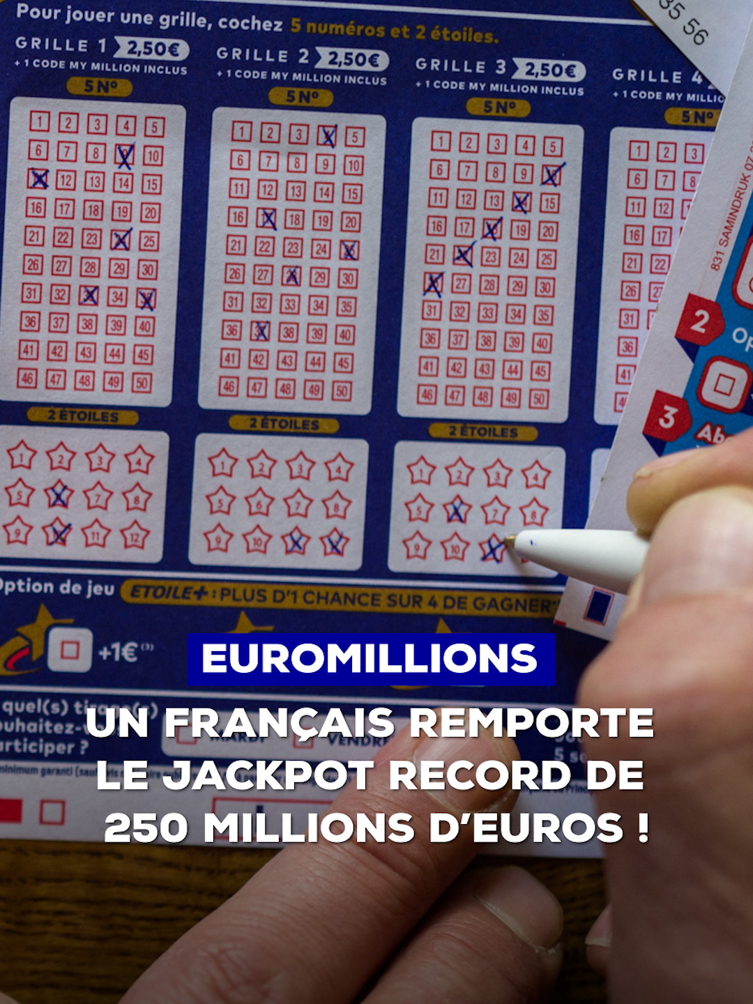 🥳 Un Français remporte le jackpot record de 250 millions d'euros à l'EuroMillions ! C'est le gain maximal mis en jeu pour la 3ème fois de l'histoire.    #info #euromillions #france