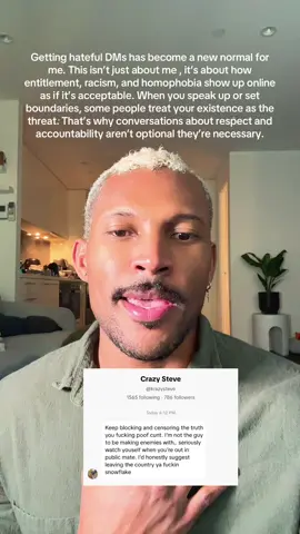Getting hateful messages has sadly become a “new normal” for someone like me. But let’s be real: this isn’t just about me. It’s about how entitlement, racism, homophobia, and misogyny show up online as if it’s acceptable, all under the mask of “free speech.” When you speak up, when you set boundaries, when you refuse to shrink some people take that as a threat. They lash out because your existence challenges their comfort. This is exactly why conversations about accountability, respect, and the culture we live in aren’t optional. They’re necessary. Because silence doesn’t protect anyone it only protects the systems that allow this behaviour to continue. #BlondeJeff #SocialCommentary #RespectMatters #CommunityFirst #TrueEquality   