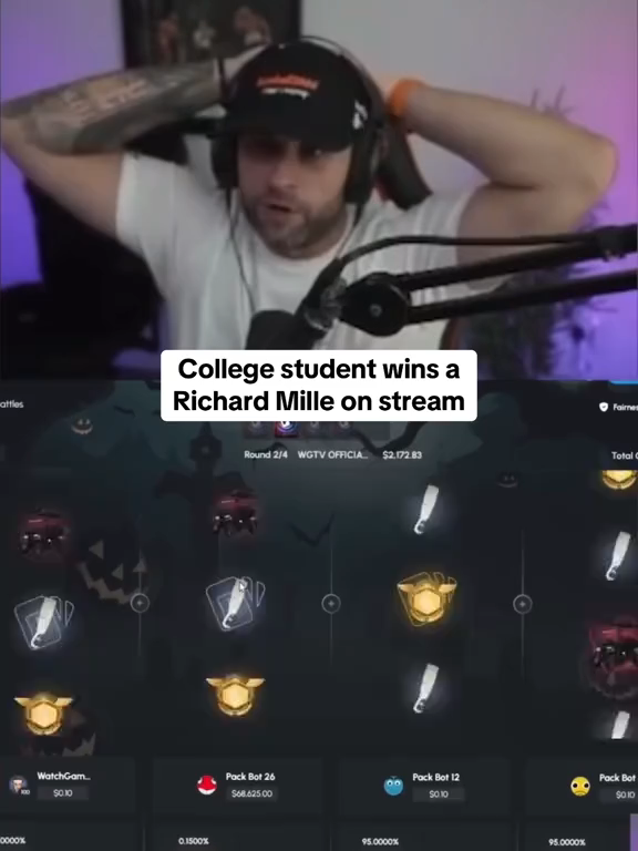 College student wins a Richard Mille on stream #packdraw #fyp #epic #kick