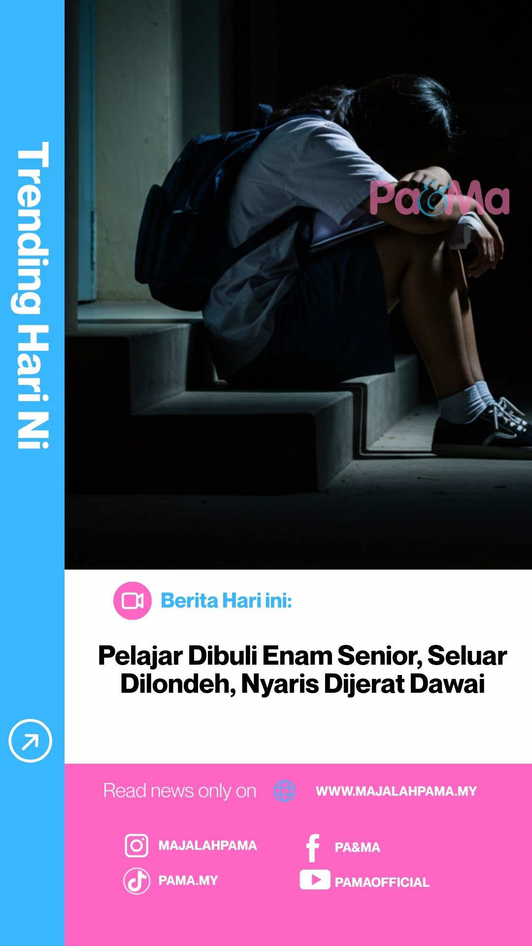 Seorang pelajar di Pasir Mas cedera dipercayai jadi mangsa buli rakan sekolah. Mujur guru sempat selamatkan, kes kini disiasat polis. https://www.majalahpama.my/pelajar-dibuli-enam-senior-seluar-dilondeh-nyaris-dijerat-dawai/ #StopBullying #Buli #Viral #fyp #anakkitatanggungjawabkita 